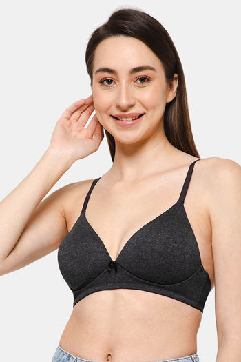 Buy Intimacy Padded Non Wired Demi Coverage T-Shirt Bra - Charcoal Grey